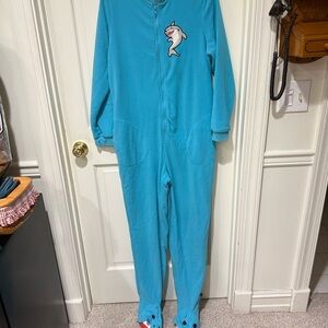 Nick & Nora Blue Shark Footie Pajamas